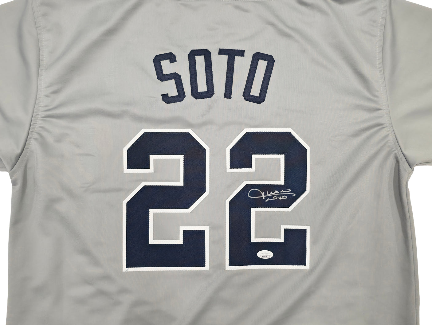 New York Yankees Juan Soto Autographed Gray Jersey JSA Stock #250495