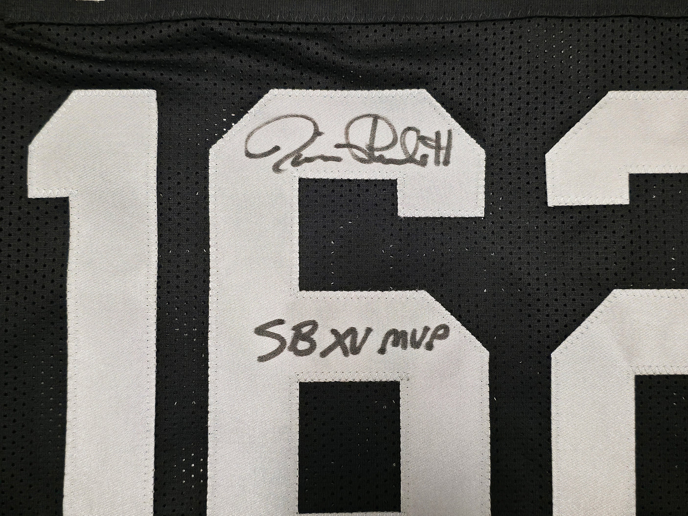 Oakland Raiders Super Bowl MVP's Fred Biletnikoff, Jim Plunkett and Marcus Allen Autographed Black Jersey Beckett BAS Stock #249489