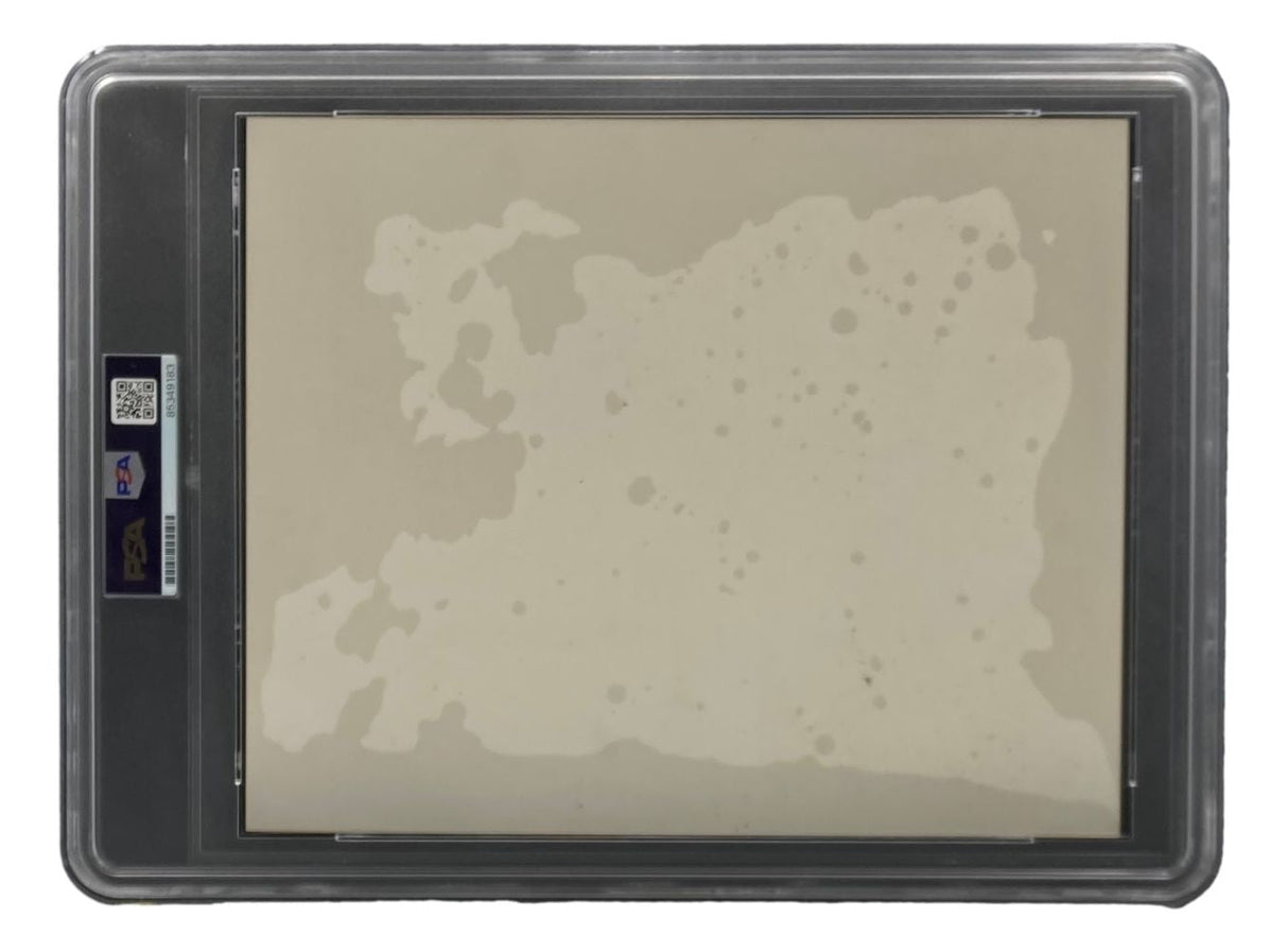 A Ted Williams Stan Musial signed 8x10 photo by Sports Integrity, slabbed and graded PSA NM-MT 7.5, encased in a clear plastic holder for protection and display.