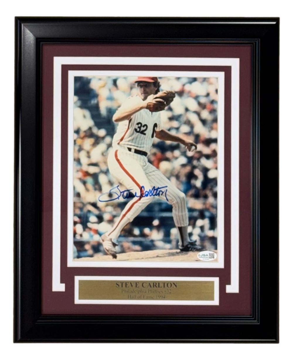 Steve Carlton Signed Framed 8x10 Philadelphia Phillies Photo JSA QR