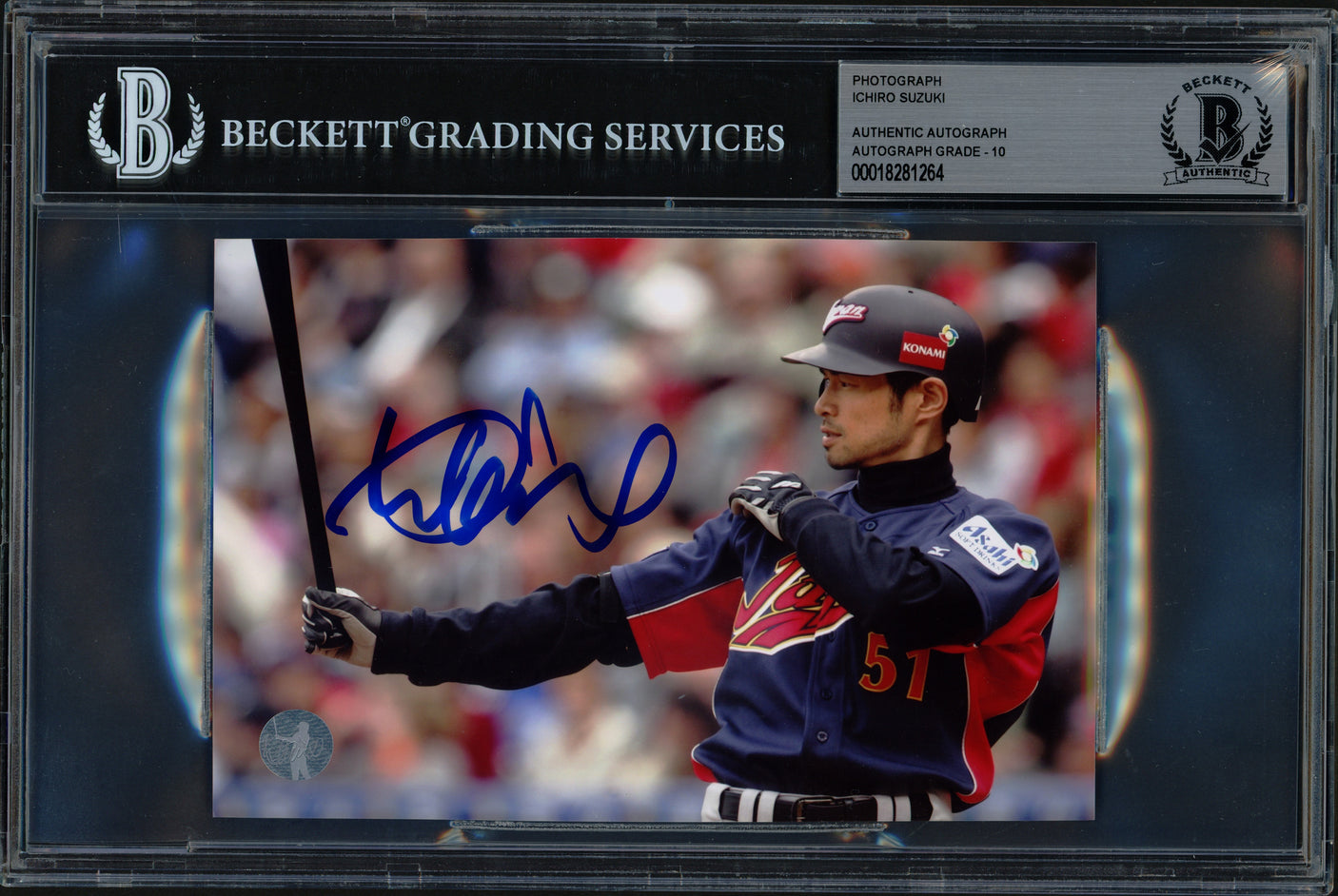 Ichiro Suzuki Autographed 4x6 Photo WBC Team Japan Auto Grade Gem Mint 10 Beckett BAS Stock #251044