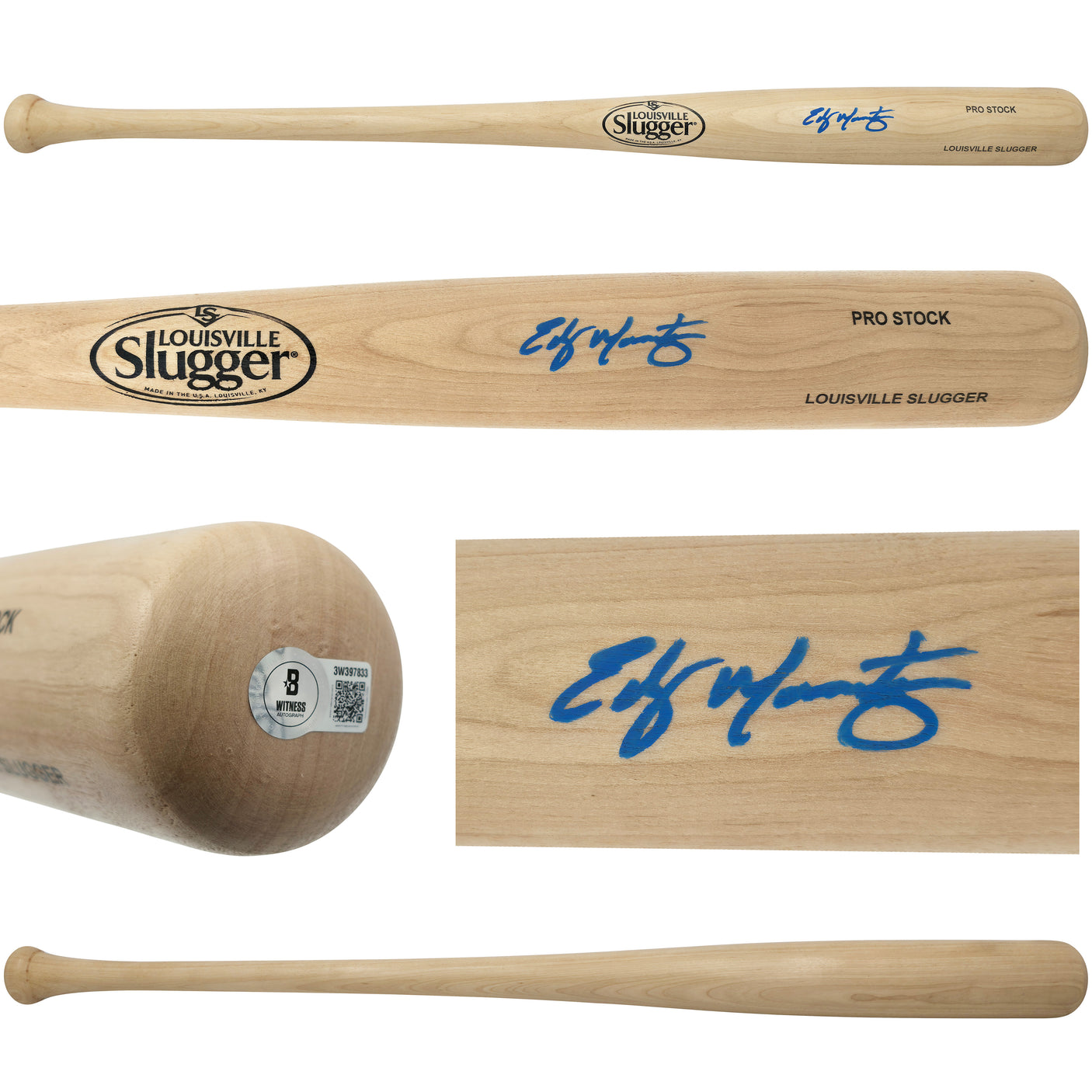 Edgar Martinez Autographed Blonde Louisville Slugger Pro Stock Baseball Bat Seattle Mariners Beckett BAS Witness Stock #252589
