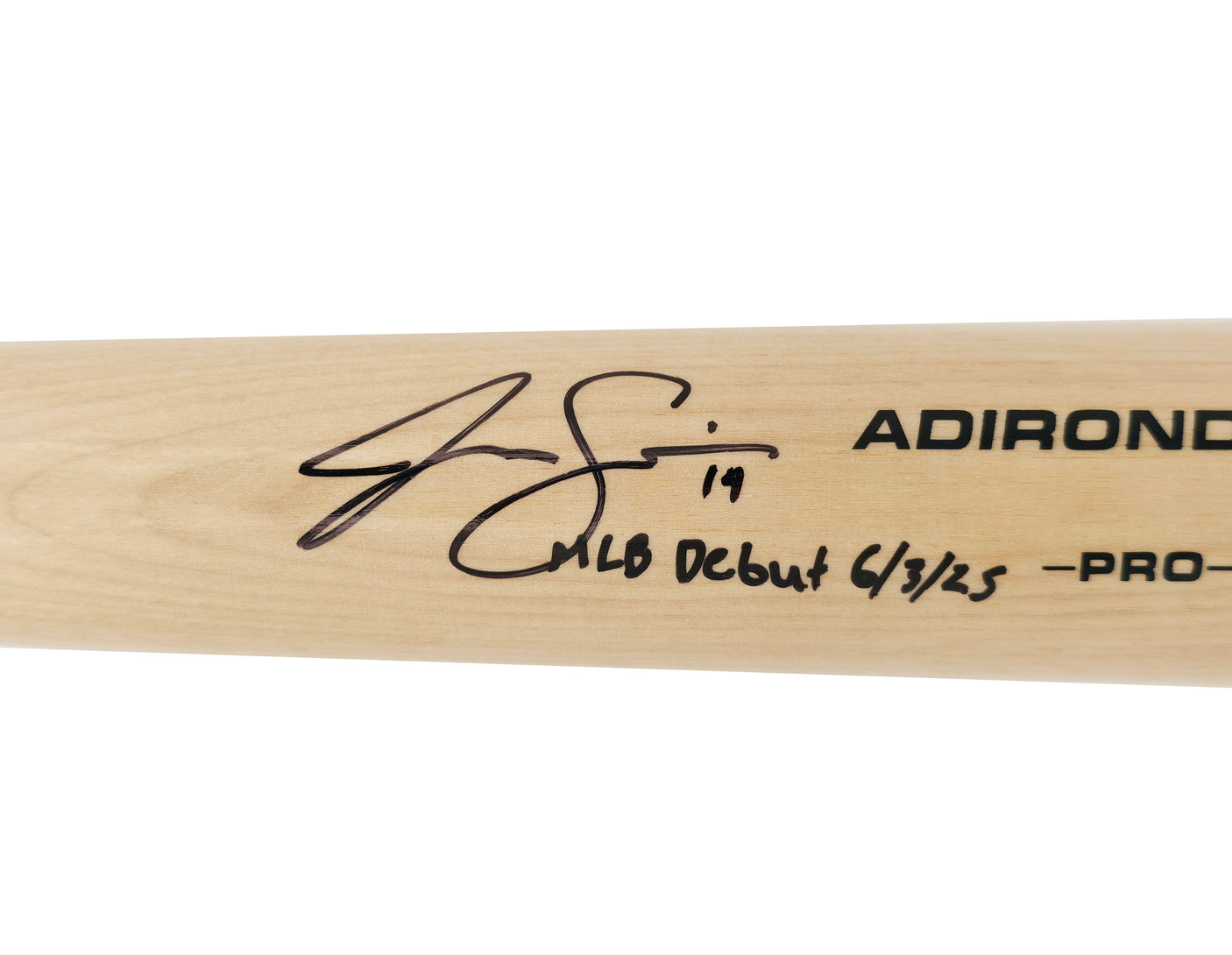 Jac Caglianone Autographed Blonde Rawlings Adirondack Pro Baseball Bat Kansas City Royals "MLB Debut 6/3/25" Fanatics & MLB Holo Stock #252775
