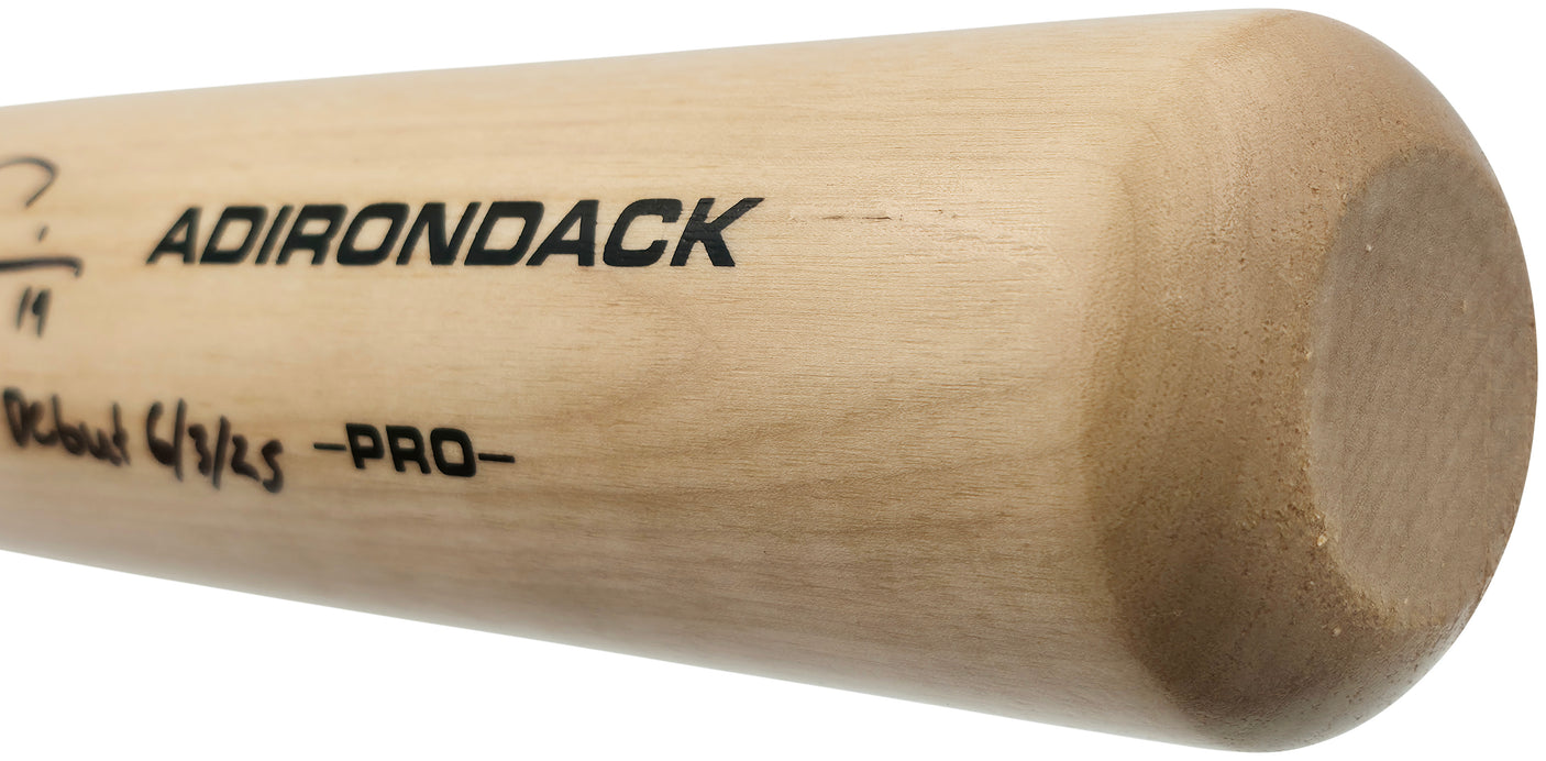 Jac Caglianone Autographed Blonde Rawlings Adirondack Pro Baseball Bat Kansas City Royals "MLB Debut 6/3/25" Fanatics & MLB Holo Stock #252775