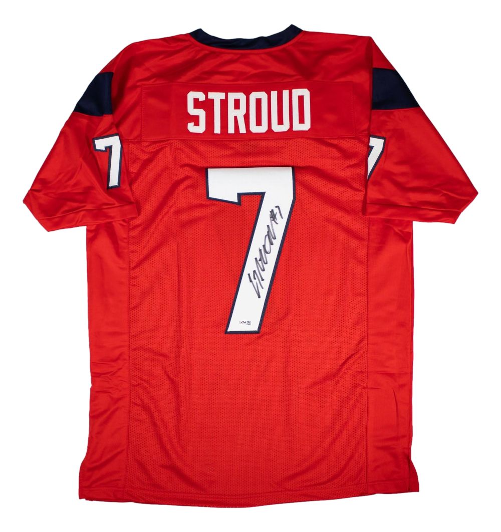 CJ Stroud Houston Signed Red Football Jersey JSA QR