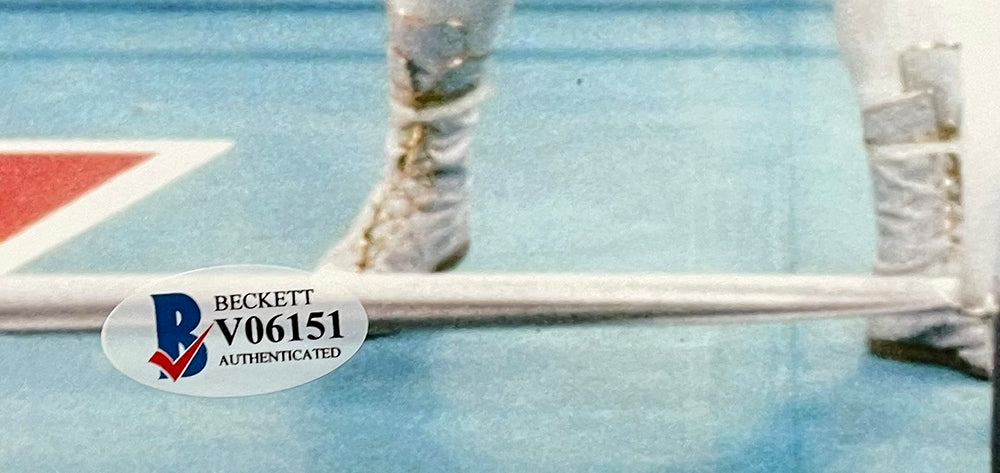 Sugar Ray Leonard Signed 8x10 Boxing Punch Horizontal Photo BAS