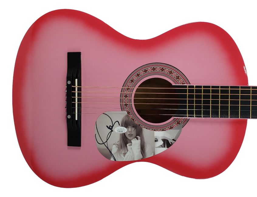 Taylor Swift Signed Tortured Poets Department 38" Pink Acoustic Guitar JSA