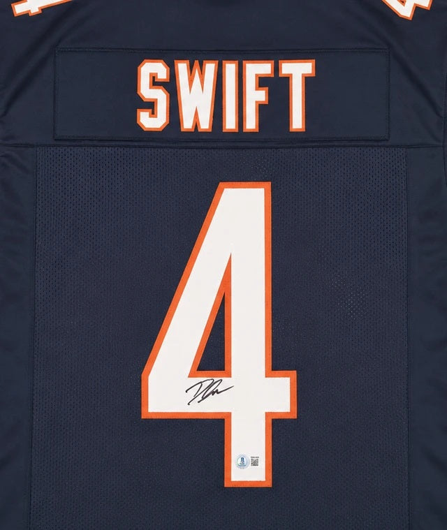 D'Andre Swift Chicago Signed Navy Football Jersey BAS