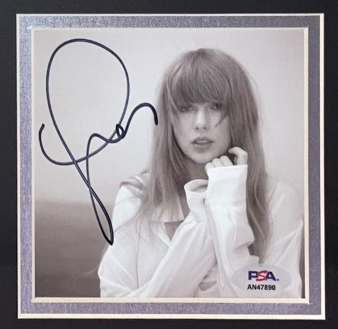 Taylor Swift Signed Framed TTPD Smoke Photograph by Sports Integrity, featuring a black-and-white image with PSA/DNA authentication sticker.