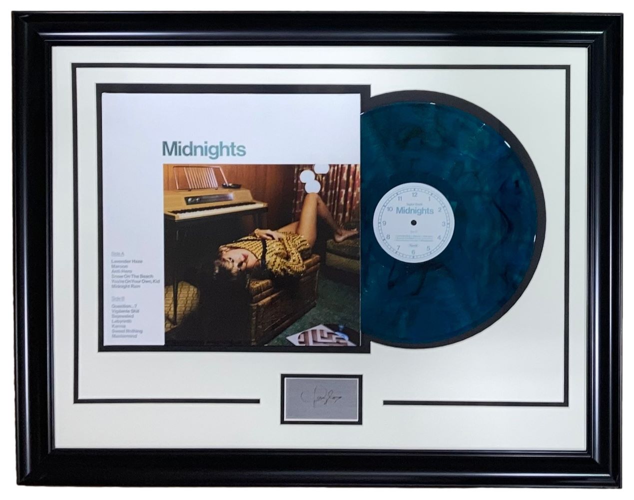 Taylor Swift Framed Midnights Vinyl Record w/ Laser Engraved Signature