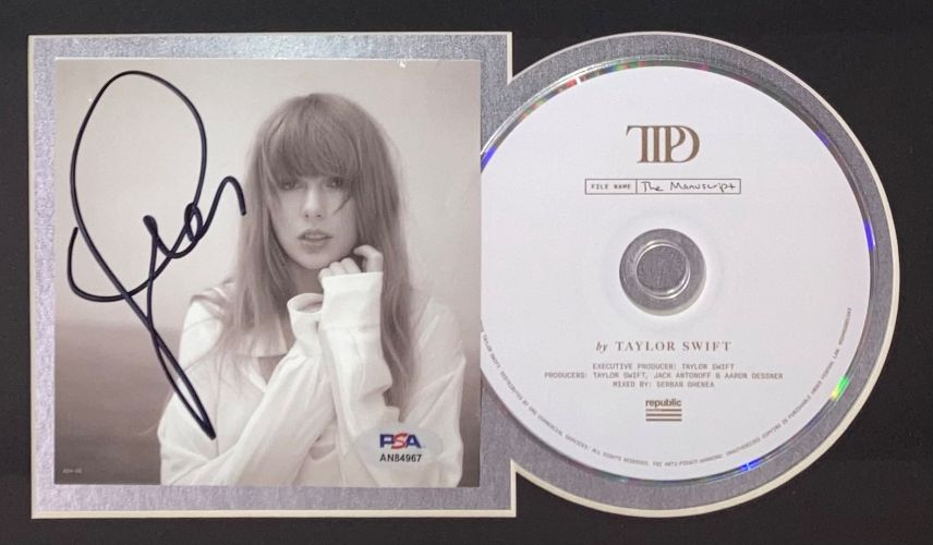Taylor Swift Signed Framed TTPD Insert w/ 13x19 Litho Signed by Tony Santiago PSA+SI