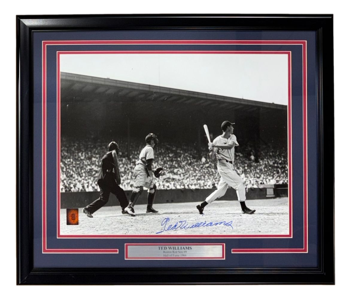 Ted Williams Signed Framed 16x20 Boston Red Sox Swing Photo 3 PSA/DNA LOA