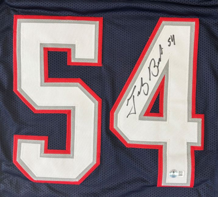 Tedy Bruschi New England Signed Alternate Blue Pro-Cut Football Jersey BAS