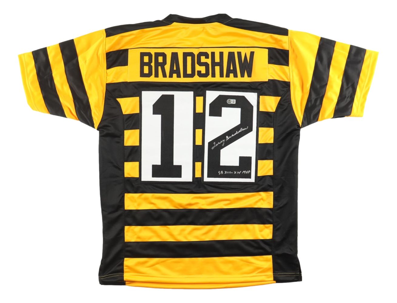 Terry Bradshaw Pittsburgh Signed Bumblebee Football Jersey SB XII-XIV MVP BAS