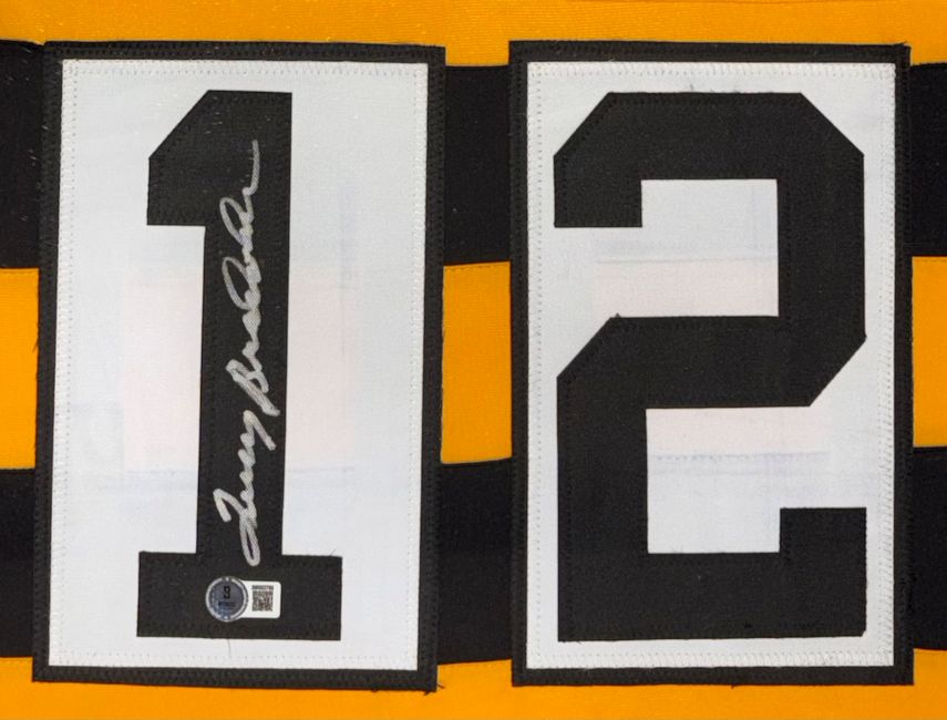 Terry Bradshaw Pittsburgh Signed Framed Bumblebee Football Jersey BAS