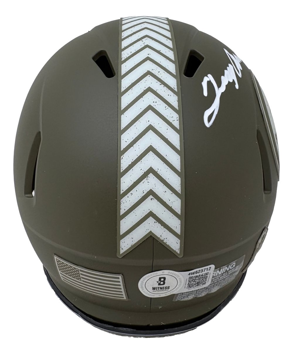 Terry Bradshaw Signed In White Steelers Salute To Service Mini Speed Helmet BAS