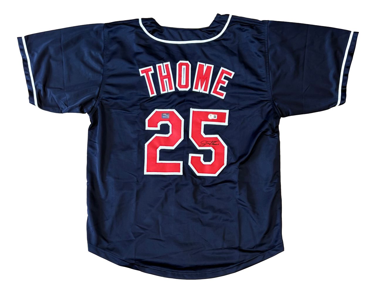 Jim Thome Cleveland Signed Navy Baseball Jersey BAS+Prova