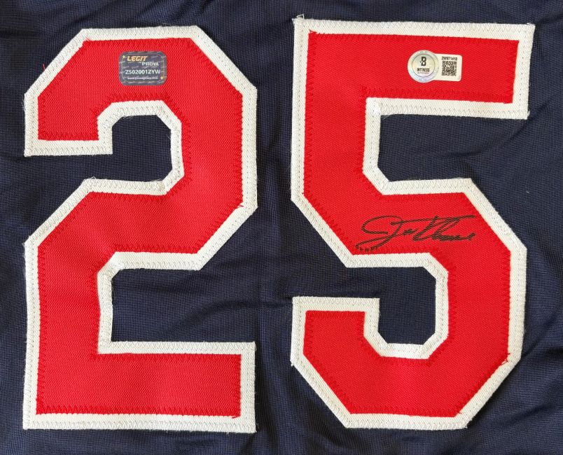 Jim Thome Cleveland Signed Navy Baseball Jersey BAS+Prova