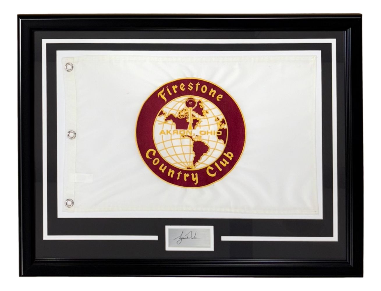 Tiger Woods Framed Bridgestone Country Club Flag w/ Laser Engraved Signature 2