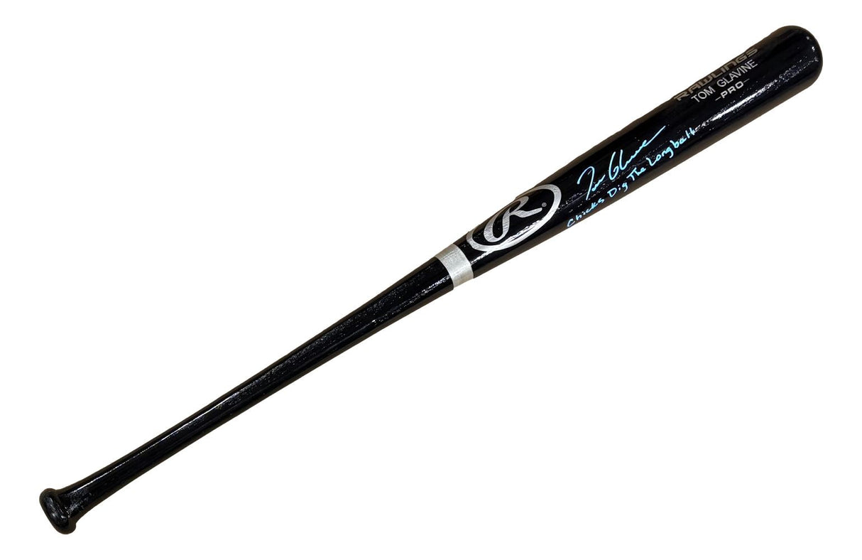 Tom Glavine Braves Signed Rawlings Baseball Bat Chicks Dig The Long Ball BAS