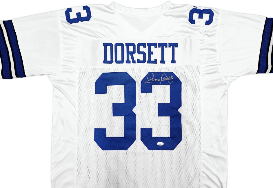 Tony Dorsett Dallas Signed White Football Jersey JSA