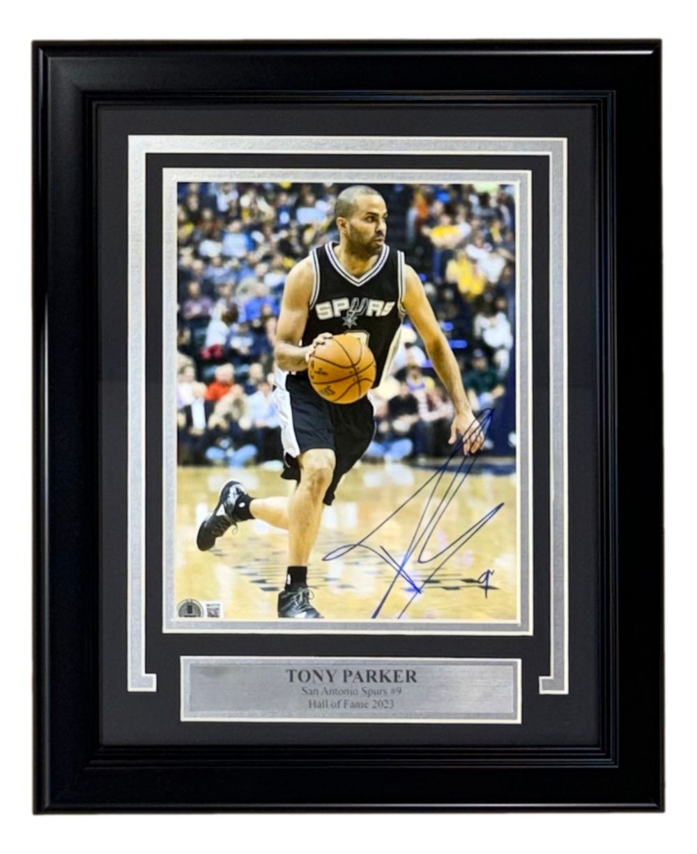 Tony Parker Signed Framed 8x10 San Antonio Spurs Photo BAS