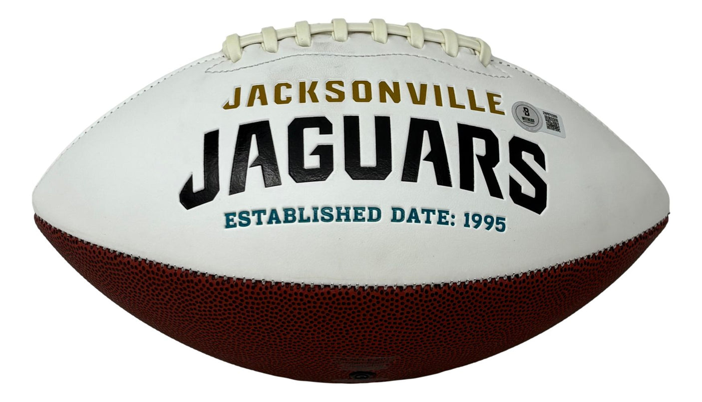 Travis Hunter Signed Jacksonville Jaguars Logo Football BAS w/ Case