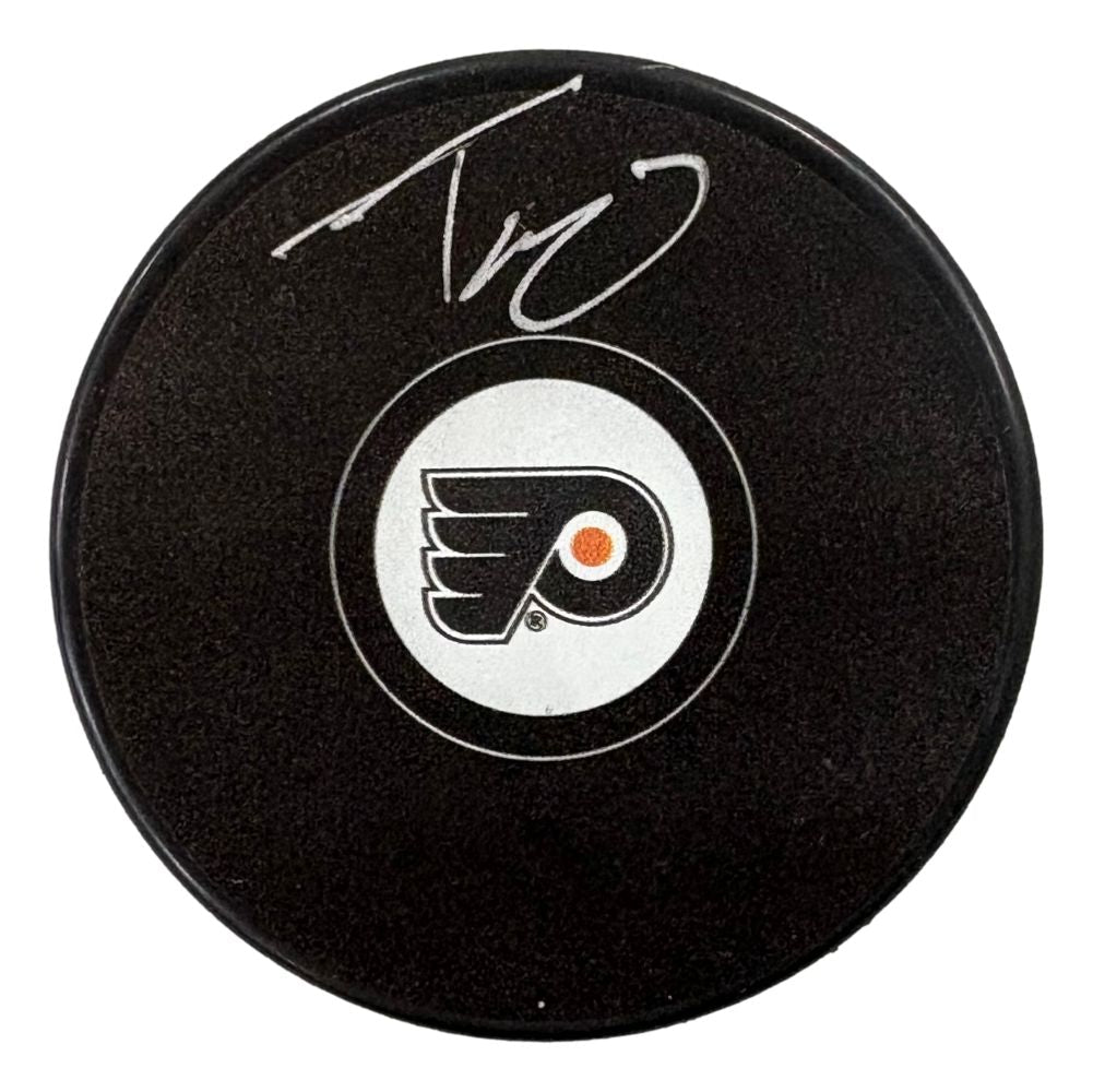 Trevor Zegras Signed Philadelphia Flyers Logo Puck Fanatics