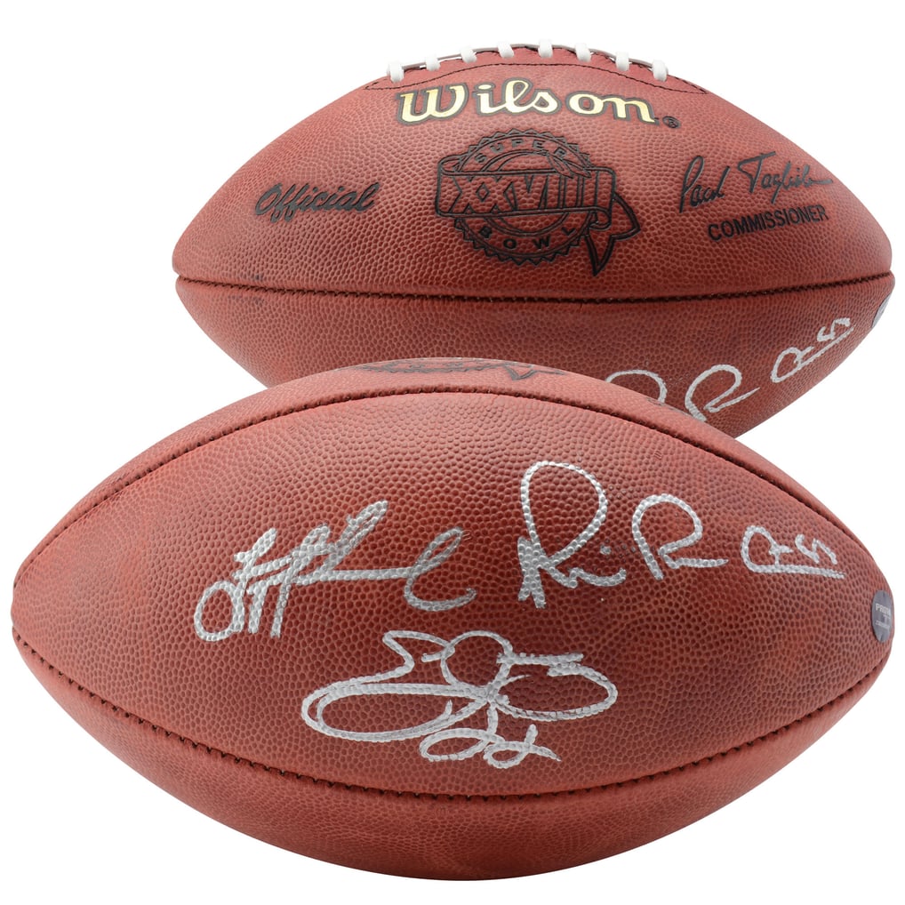 Troy Aikman/Emmitt Smith/Michael Irvin Triple Autographed Wilson Super Bowl XXVIII Logo Official NFL Football Fanatics