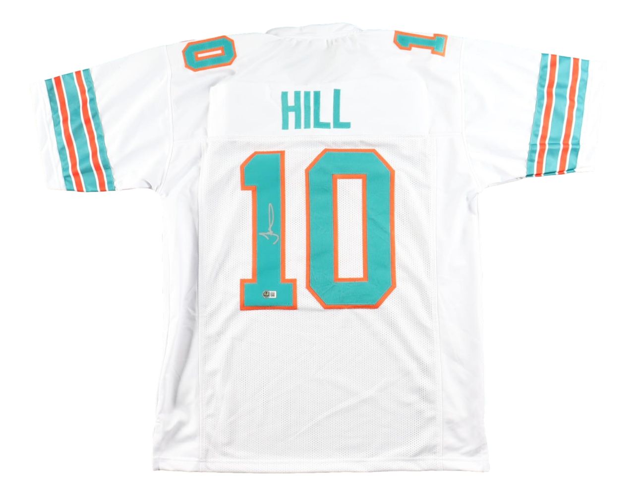 Tyreek Hill Miami Signed White Football Jersey BAS ITP