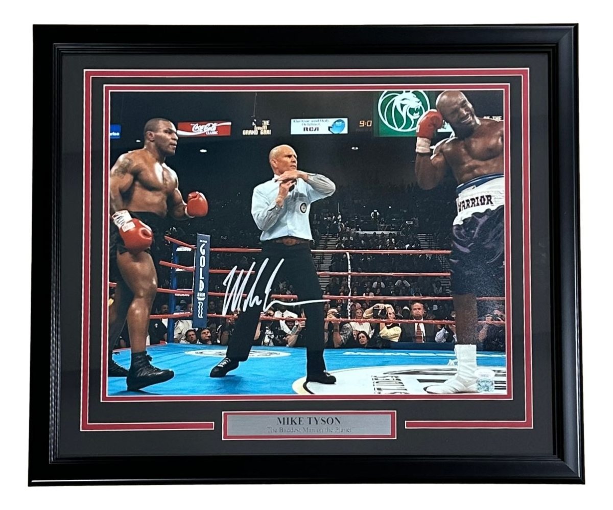 Mike Tyson Signed Framed 16x20 Evander Holyfield Ear Bite Fight Photo JSA - Sports Integrity