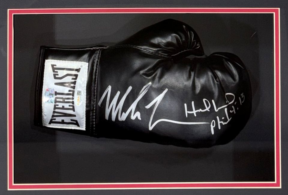 Mike Tyson Evander Holyfield Signed Framed Black Everlast Right Hand Glove JSA