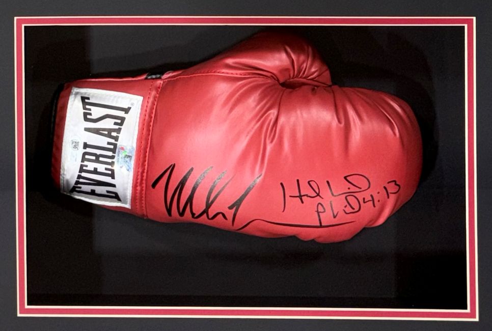 Mike Tyson Evander Holyfield Signed Framed Red Everlast Right Hand Glove JSA