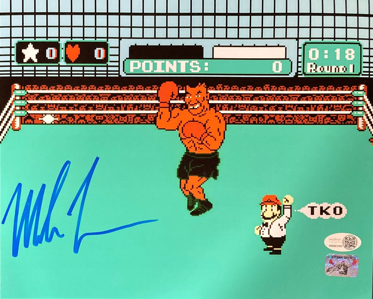 Mike Tyson Signed 8x10 Boxing Punch Out Photo JSA QR Hologram