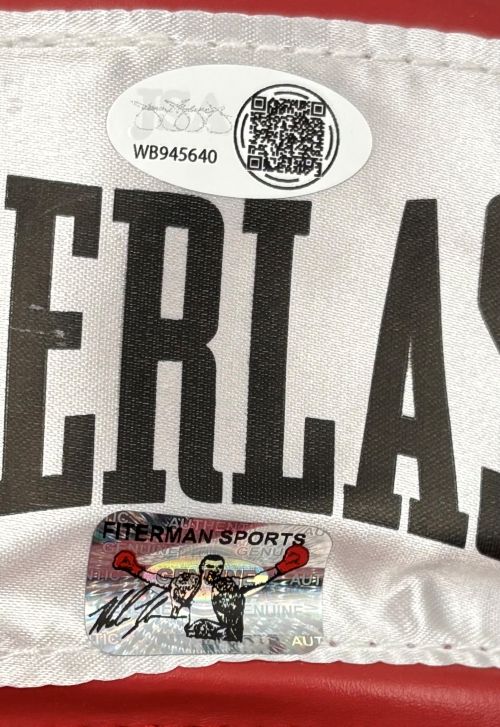 Mike Tyson Signed Red Everlast Right Hand Boxing Glove JSA QR w/ Vertical Case