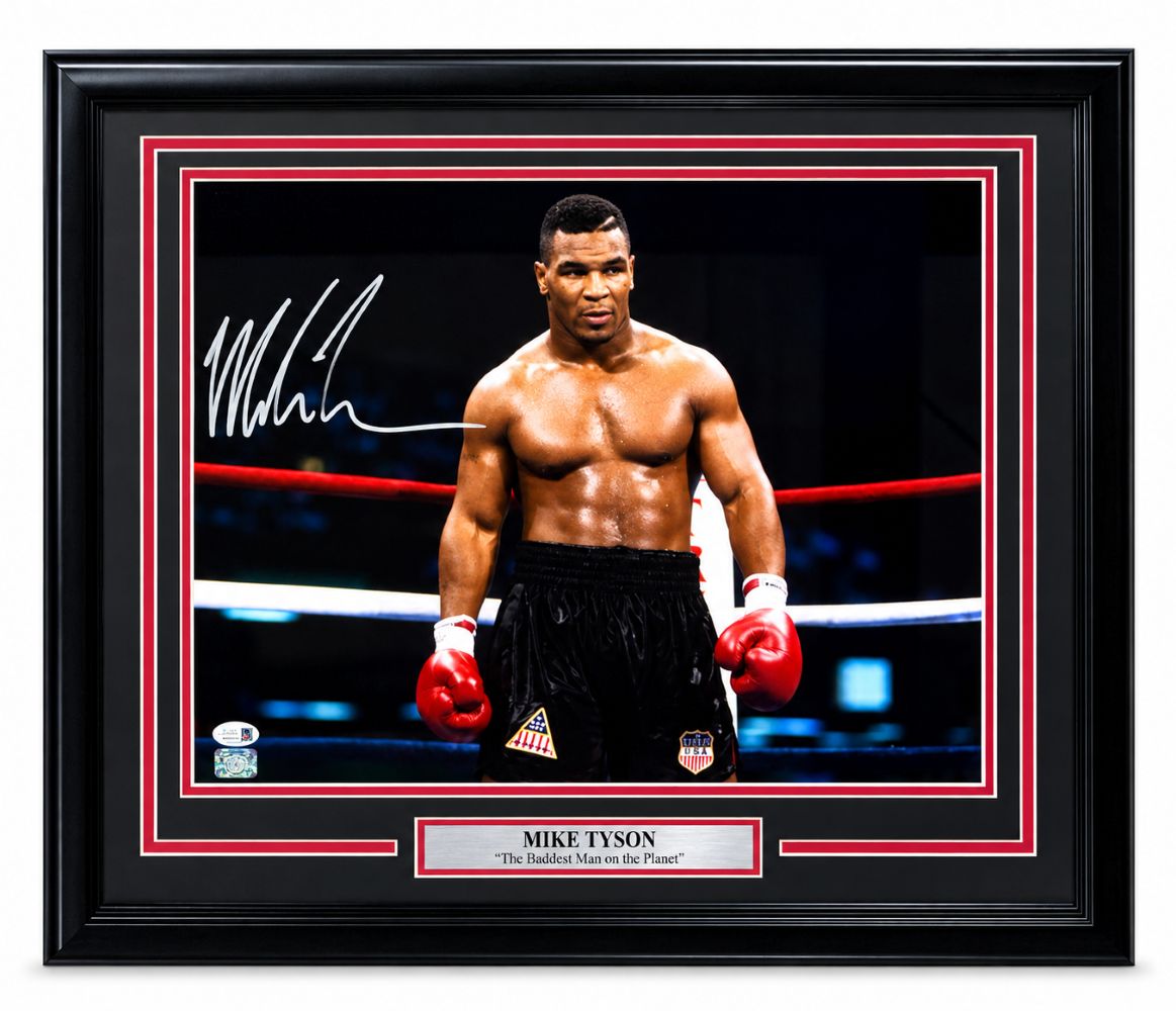 Mike Tyson Signed Framed 16x20 Stare Photo JSA QR