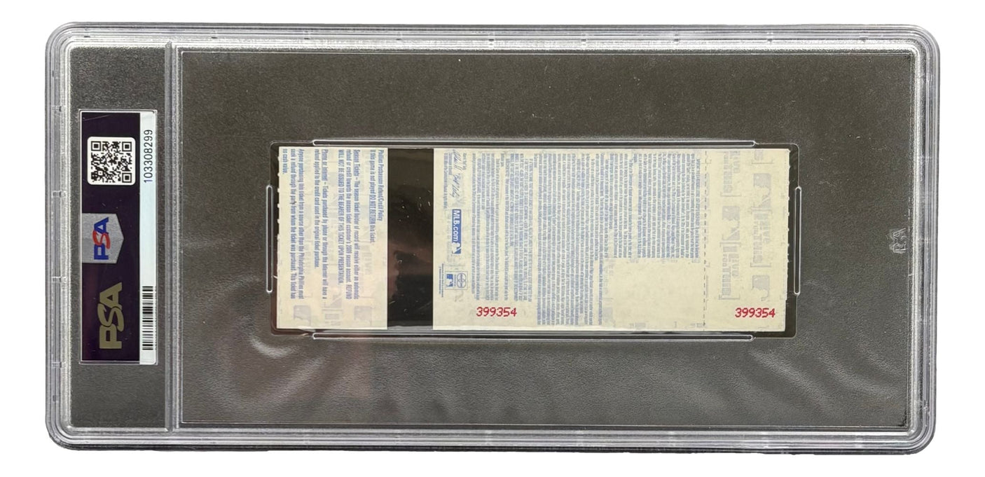 Chase Utley Cole Hamels Signed Phillies 2008 WS Gm 5 Ticket PSA NM-MT8 Auto 9