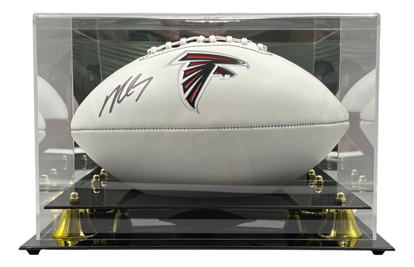 Michael Vick Signed Atlanta Falcons Logo Football BAS w/ Case