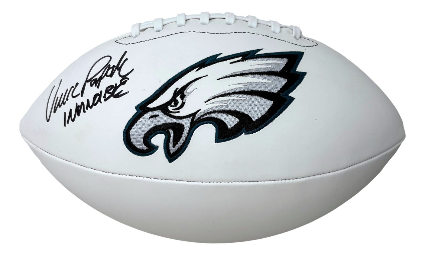 Vince Papale Signed Philadelphia Eagles Logo Football Invincible Inscribed BAS