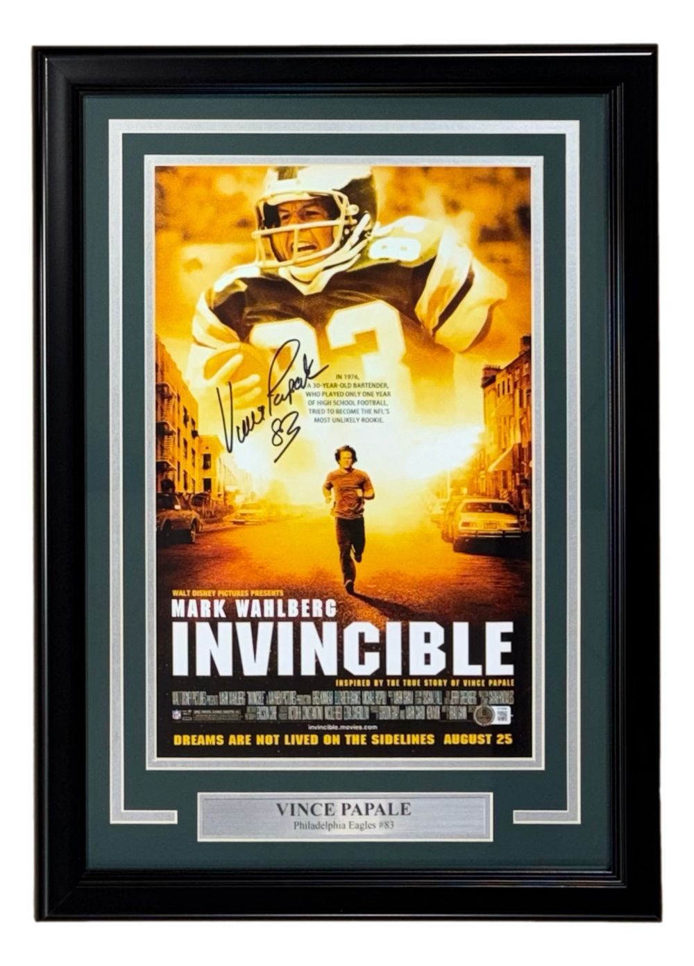 Vince Papale Eagles Signed Framed 11x17 Invincible Movie Poster Photo BAS