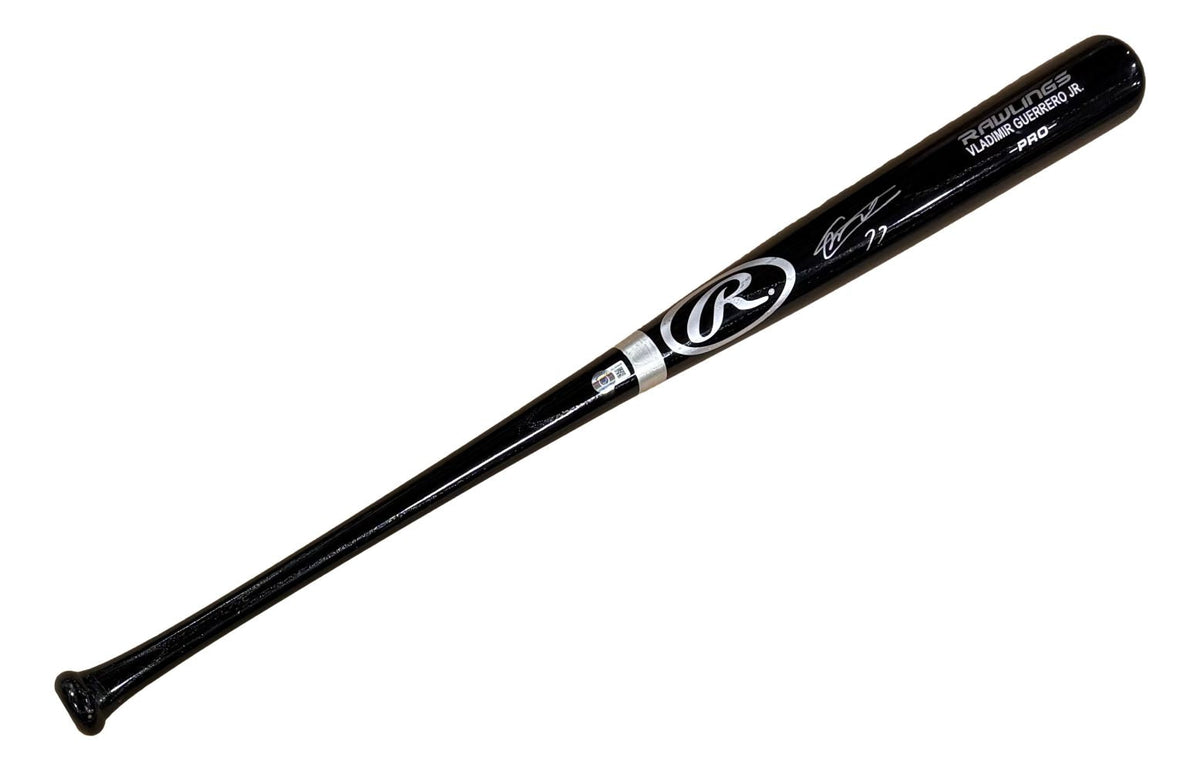 Vladimir Guerrero Jr Blue Jays Signed Black Rawlings Baseball Bat BAS