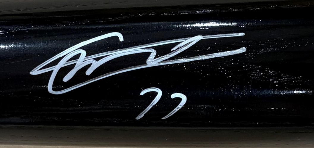 Vladimir Guerrero Jr Blue Jays Signed Black Rawlings Baseball Bat BAS