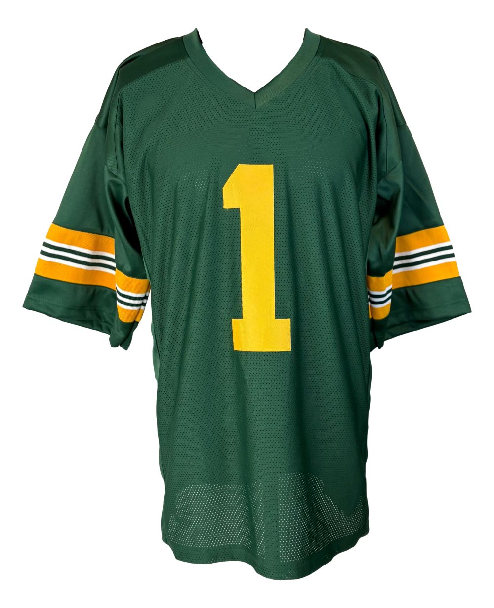 Warren Moon Edmonton Signed Green Football Jersey CHOF 01 Inscribed BAS