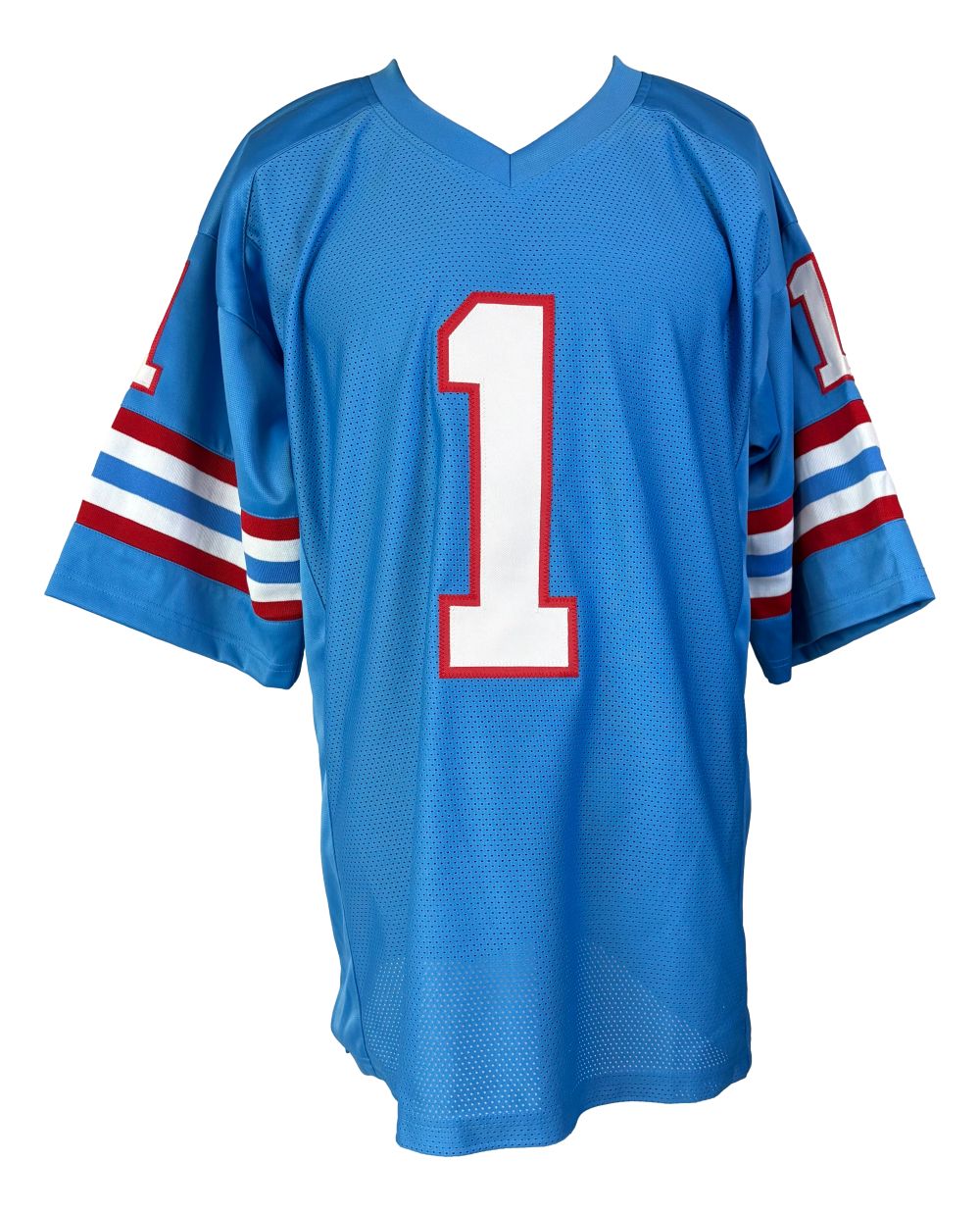 Warren Moon Houston Signed Blue Football Jersey HOF 06 Inscribed BAS