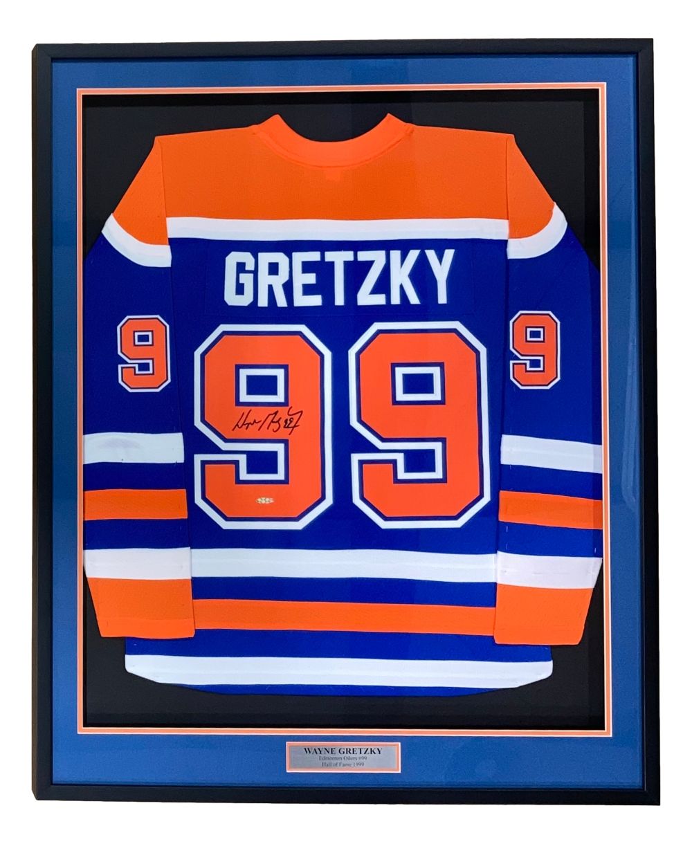 Wayne Gretzky Signed Framed Edmonton Oilers Blue 1986-87 M&N Hockey Jersey UDA
