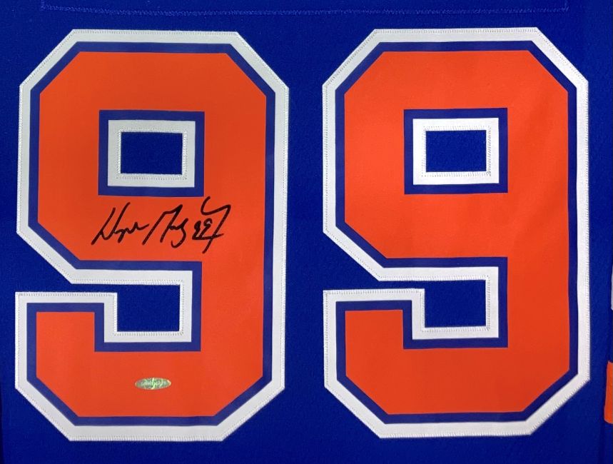 Wayne Gretzky Signed Framed Edmonton Oilers Blue 1986-87 M&N Hockey Jersey UDA