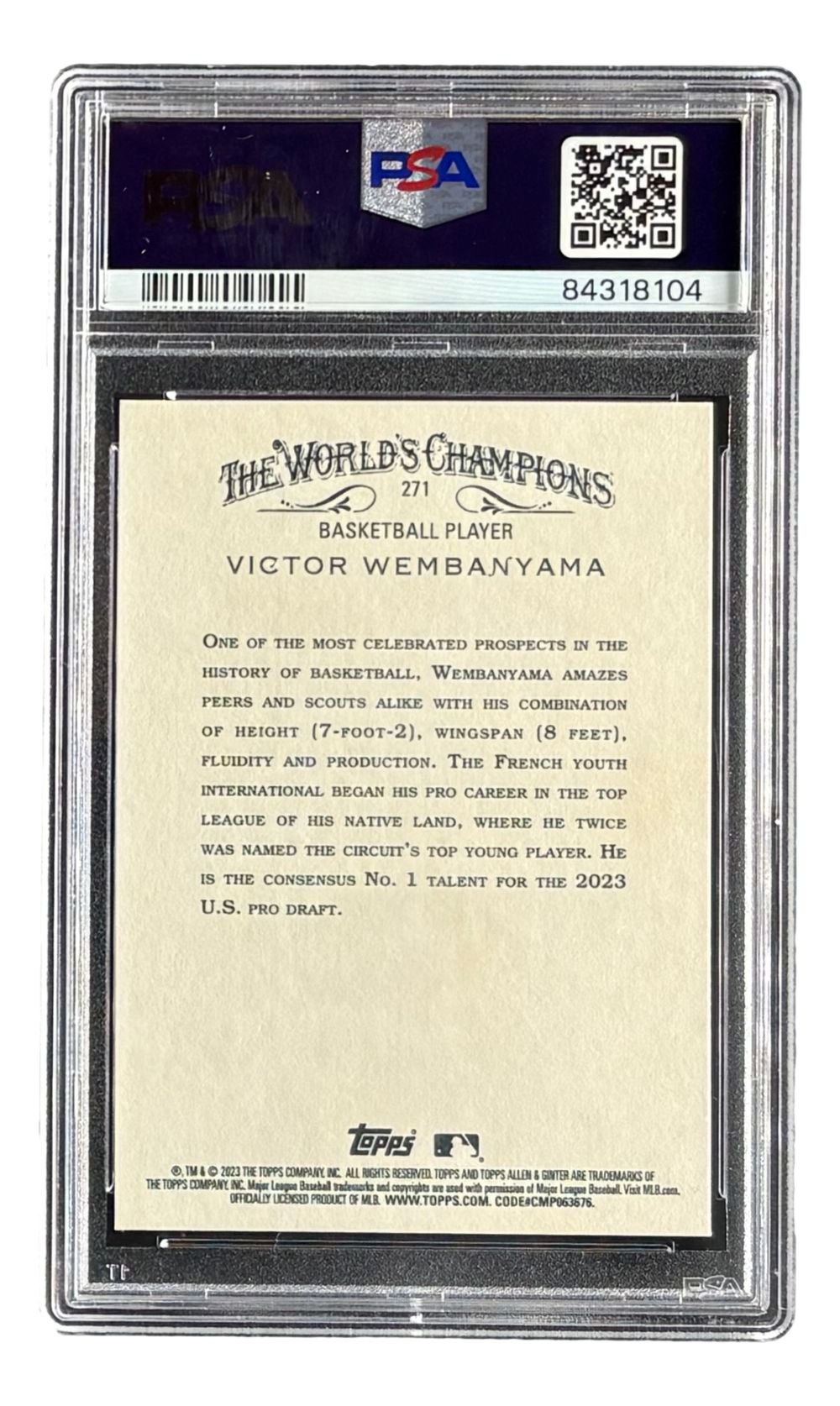 Victor Wembanyama 2023 Topps Allen & Ginter #271 Spurs Rookie Card PSA Gem MT 10