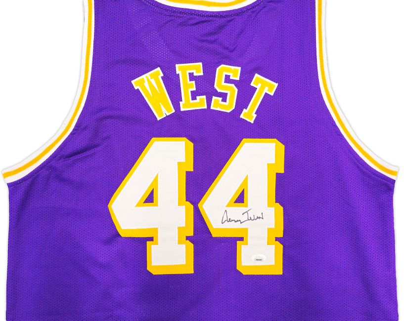 Jerry West Los Angeles Signed Purple Basketball Jersey JSA