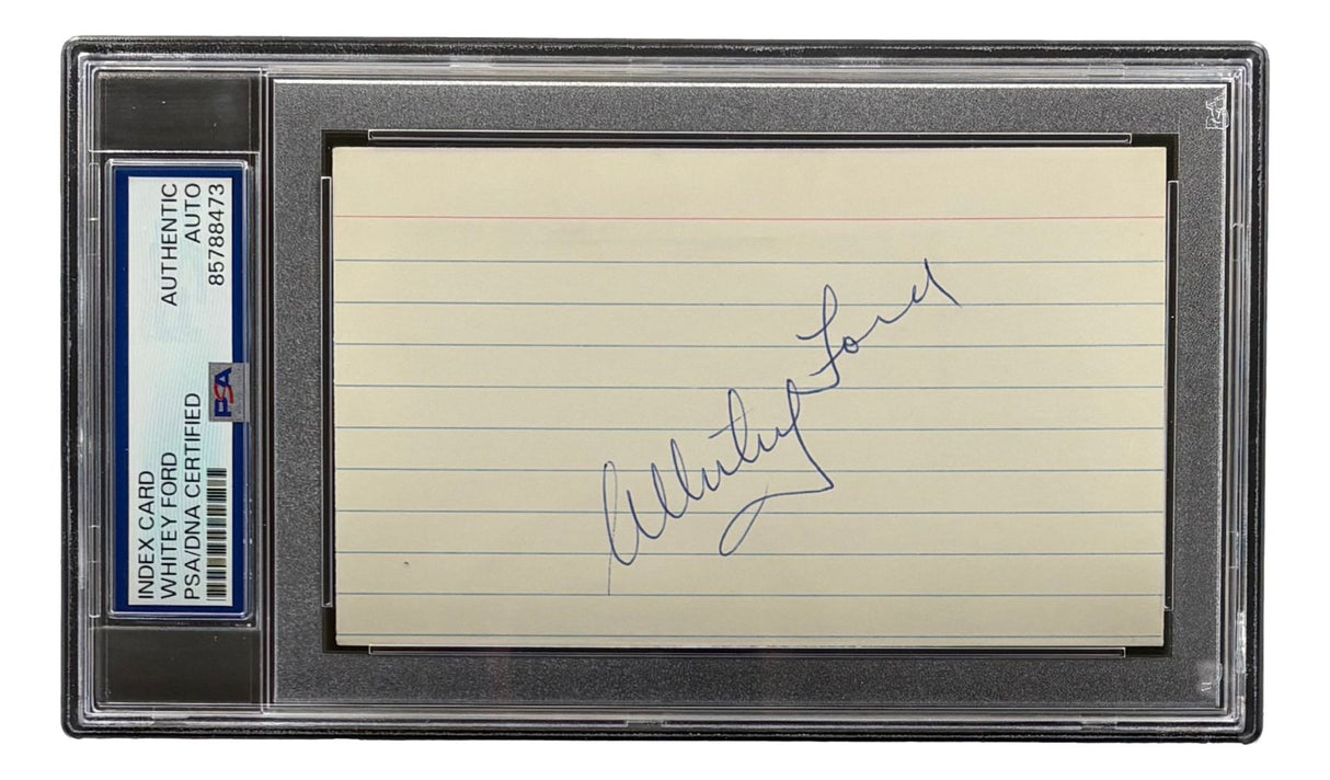 Whitey Ford New York Yankees Signed In Blue Index Card PSA/DNA