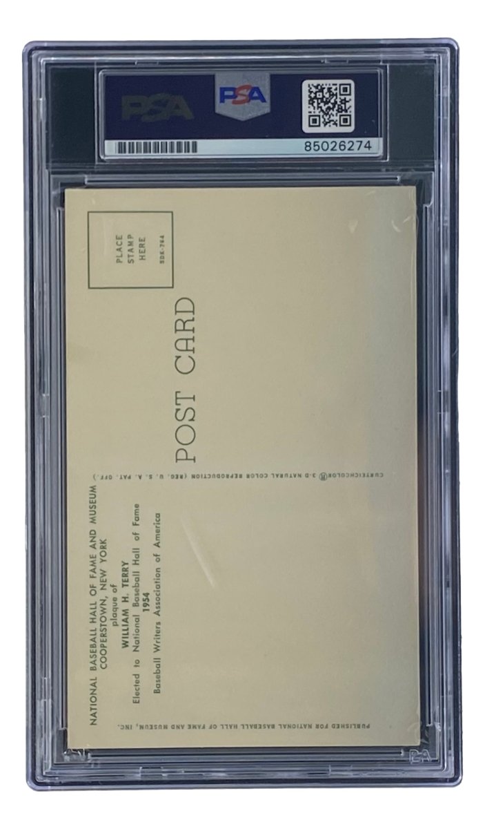 Bill Terry Signed 4x6 New York Giants Hall Of Fame Plaque Card PSA/DNA 85026274 - Sports Integrity